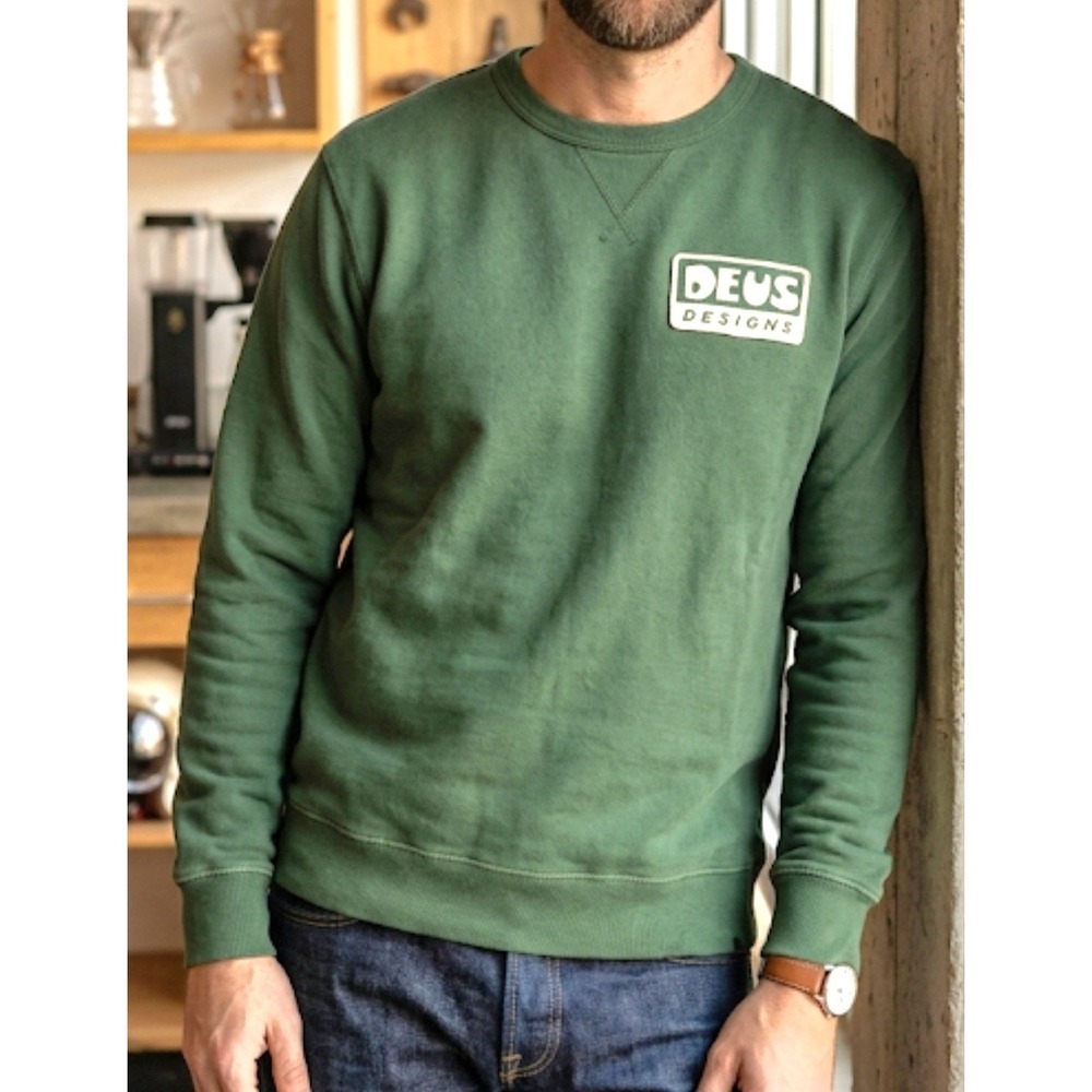 Deus Design Regular Fit Style Organic Cotton Hillside Green Size‎ M Crew Sweater